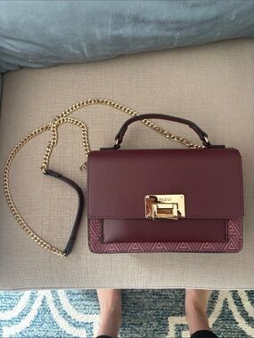 ALDO Burgundy Crossbody Bag with Gold Chain